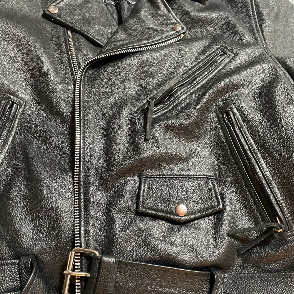 NWOT FMC MOTORCYCLE BIKER Heavy Leather Jacket. Size 48 Mens - Picture 9 of 13
